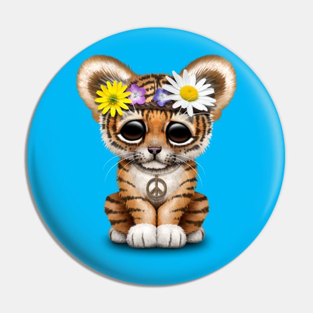 Cute Hippie Tiger Cub Pin by jeffbartels