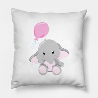 Cute Elephant, Elephant With Balloon Pillow