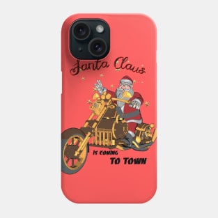 Santa Claus is coming on a motorcycle Phone Case