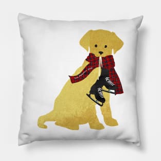 Preppy Golden Retriever Dog-Winter Ice Skates Pillow