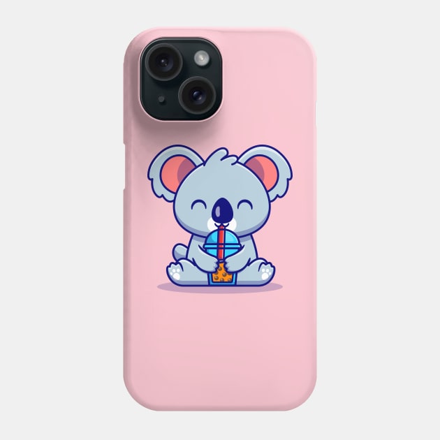 Cute Koala Drink Boba Milk Tea Cartoon Phone Case by Catalyst Labs