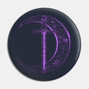 Purple Celtic Moon and Sword Pin