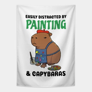 Easily Distracted by Painting and Capybaras Tapestry