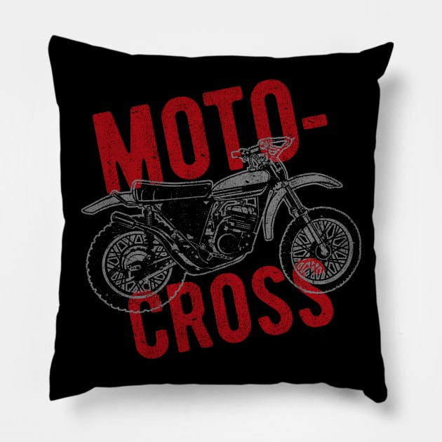 Vintage Motocross Motorcycle Race Pillow by artbitz