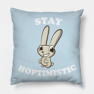 Stay Hoptimistic Bunny Pun Pillow