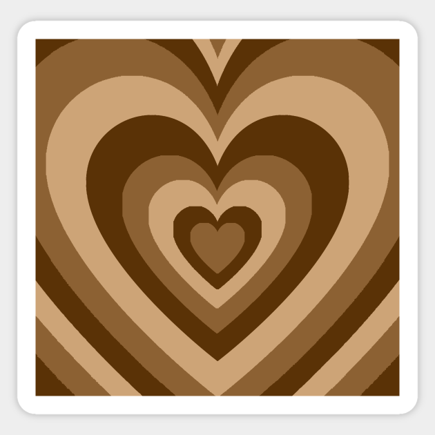 brown retro heart - Heart - Sticker | TeePublic