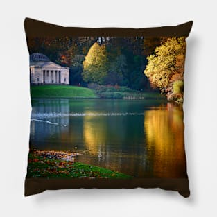 The Pantheon, Stourhead, Lake Water Reflections Pillow