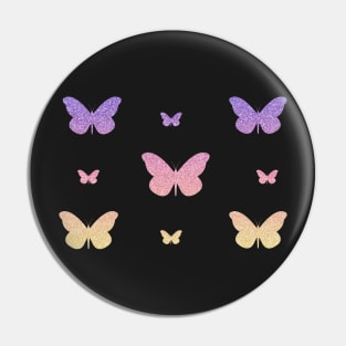 Pink Purple Yellow Ombre Faux Glitter Butterflies Pin