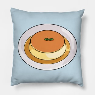 Creme caramel cartoon illustration Pillow