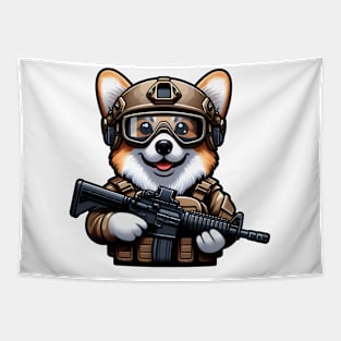 Tactical Corgi Tapestry