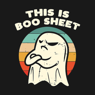 This Is Boo Sheet Ghost Retro Halloween Cute Angry Boo Women T-Shirt