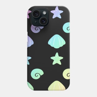 Rainbow seashells black Phone Case