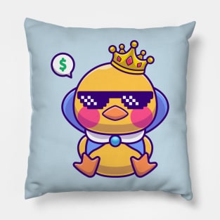 Cute King Chicken Sitting Cartoon Pillow