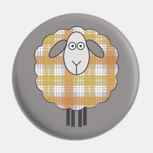 Scottish Metallic Tone Christmas Tartan Patterned Sheep Pin