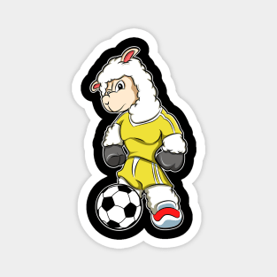 Alpaca as Soccer player with Soccer ball Magnet