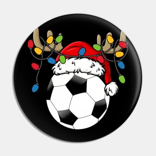 Soccer Santa Hat Snowman Christmas Lights Funny Xmas Squad Pin