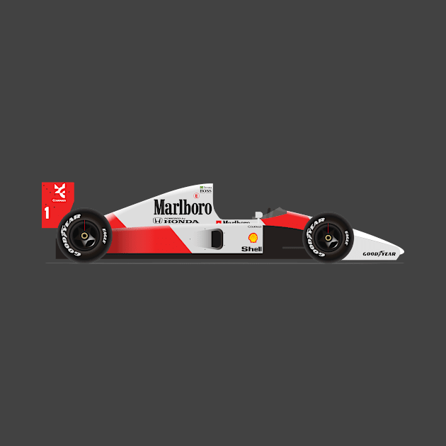 Ayrton Senna's McLaren Honda MP4/6 Illustration by Burro Wheel