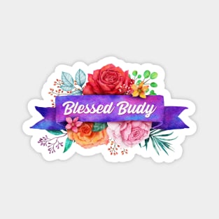 Blessed Budy Floral Design with Watercolor Roses Magnet