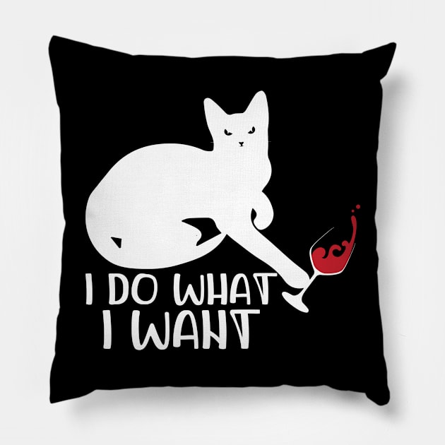 I Do What I Want Cat Cheeky Cats Wine Pillow by Streetwear KKS