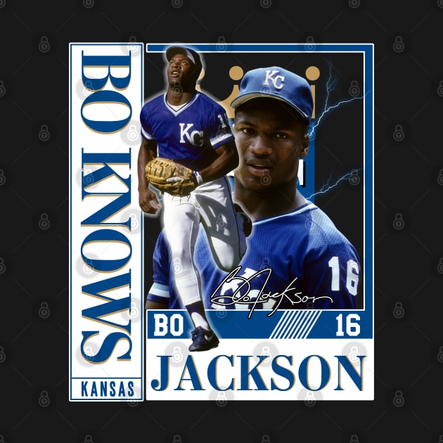 Bo Jackson Bo Knows Signature Vintage Legend Baseball Football Bootleg Rap Graphic Style by Koch Sean