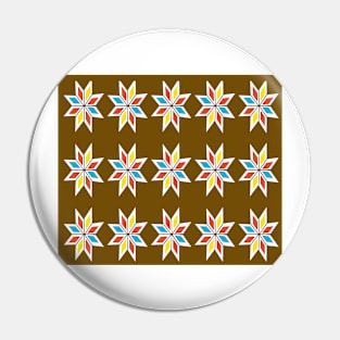 Retro Triangle Design in Brown Yellow Red and Blue Pin