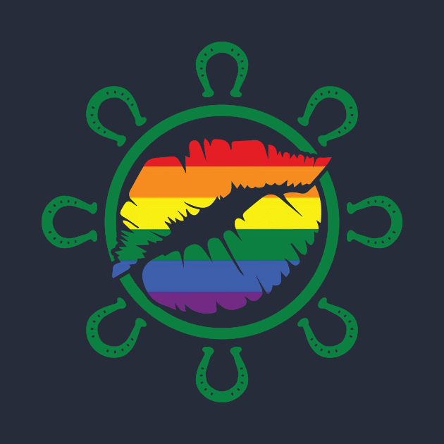 LGBTQ Rainbow Kiss HorseShoe St. Patrick's Day Design for LGBTQ Parade on St. Patrick's Day by SiGo