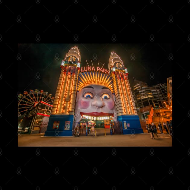 Luna Park Face at Night, Sydney, NSW, Australia by Upbeat Traveler