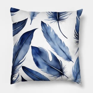 Indigo blue feather pattern Pillow