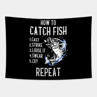 How to catch fish - Funny Fishing Design Tapestry