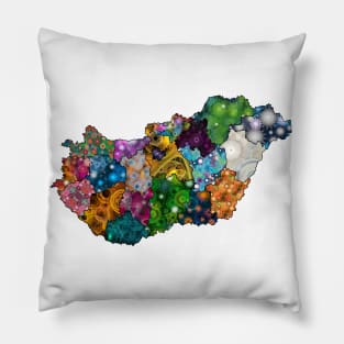 Spirograph Patterned Hungary Counties Map Pillow