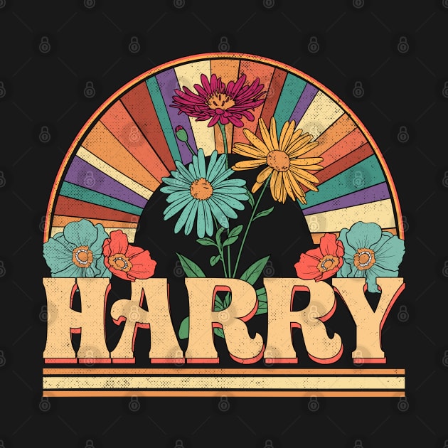 Harry Flowers Name Personalized Gifts Retro Style by Dinosaur Mask Store