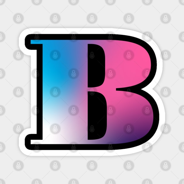 Capital Letter T Monogram Gradient Pink Blue White - Monogram - Magnet