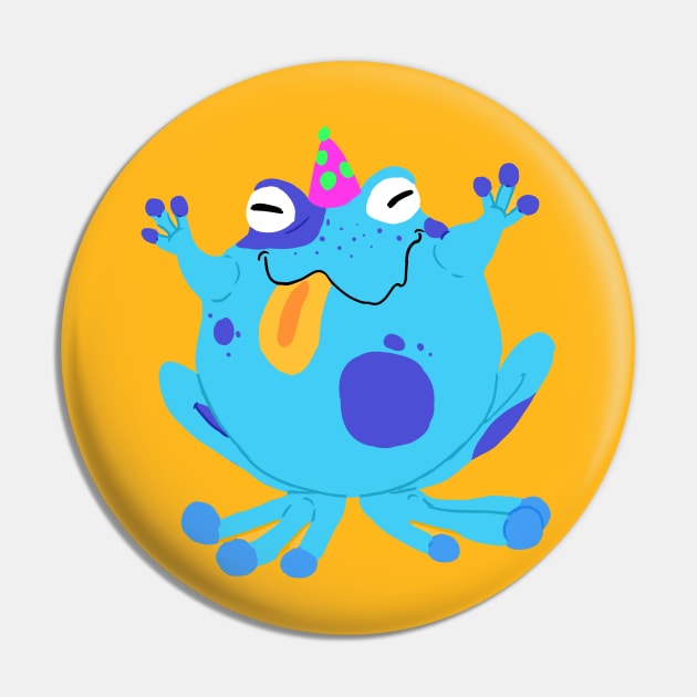 Very Round Frog Friend (In a birthday hat) Pin by Candycrypt