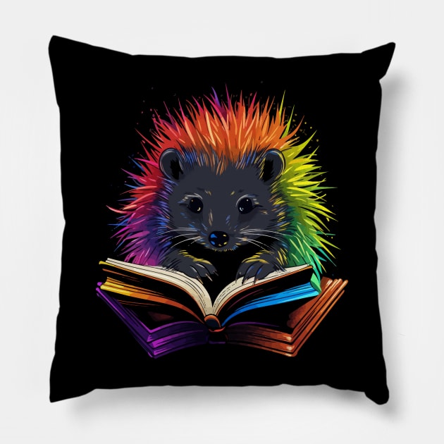 Porcupine Reads Book Pillow by JH Mart