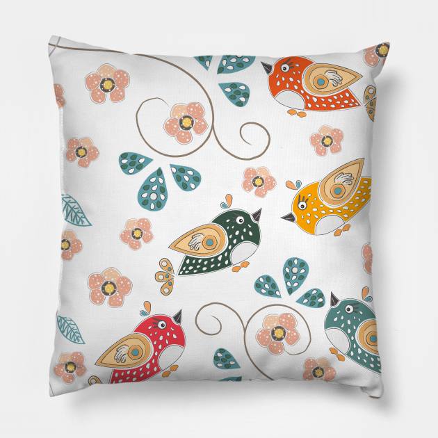 Bird Pattern Pillow by KristinaStellar 