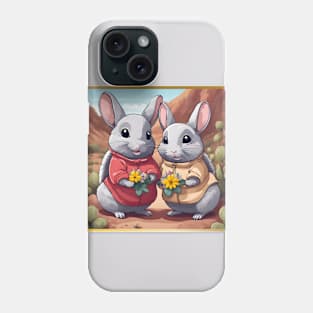 Cute Chinchilla Couple Holding Flowers in the Dessert Phone Case