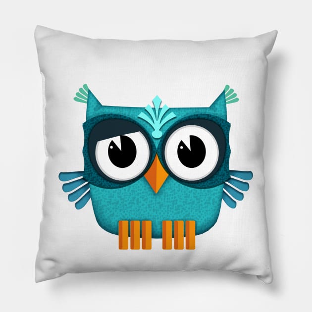 Cute blue Owl Pillow by BessoChicca