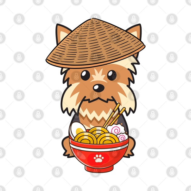 Yorkshire Terrier Eating Noodles by Pet Station