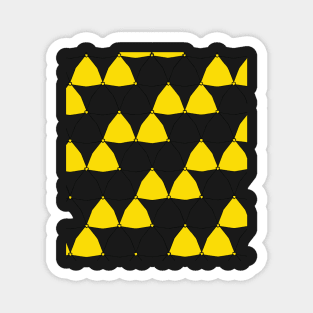 Yellow Fishnet Geometric Modified Triangles Scale Pattern Red background Magnet