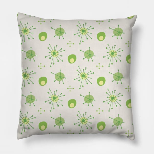 Atomic MCM Starburst Pattern Lime Pillow by tramasdesign