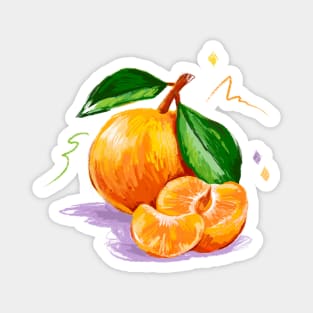 Tangerine Hand Drawn Magnet