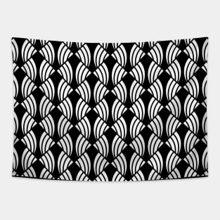 Art Deco Pattern No 77 - Black - Minimalist Vintage Pattern Tapestry