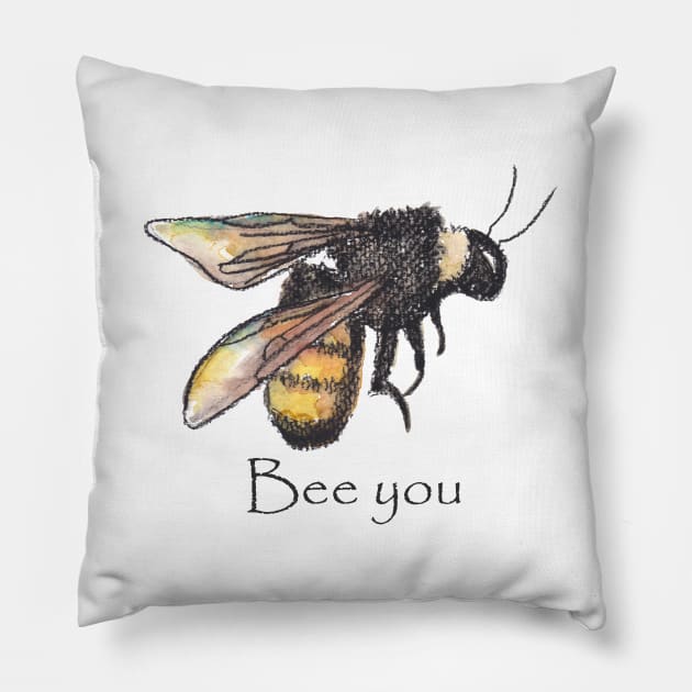 Bee you - watercolour painting Pillow by kittyvdheuvel