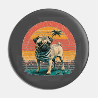 Pug vintage sunset Pin