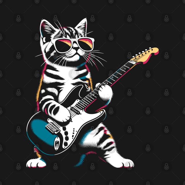 Guitar Cat Novelty Rock Music Band Concert Funny Cat by KsuAnn