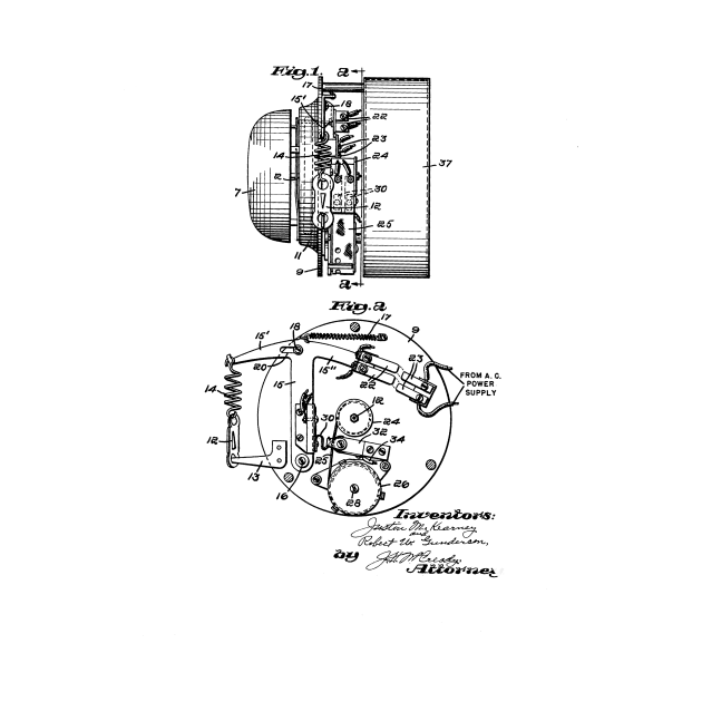 Fire Alarm Vintage Patent Hand Drawing by TheYoungDesigns