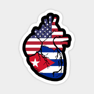 USA and Cuba flag heart Magnet