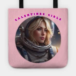 Blonde spacewoman galentine girl Tote