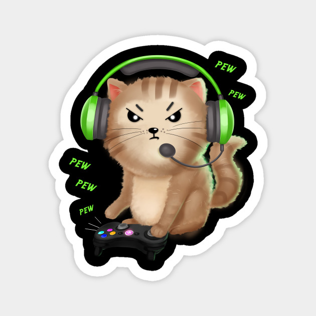 Cat Gaming Shirt Video Games Lover Nerd Girl Gaming Cat Magnet