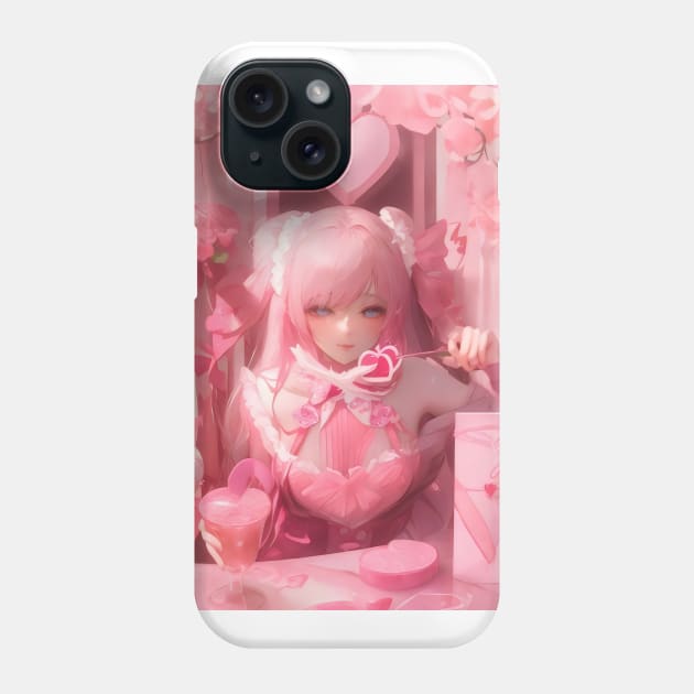 Beautiful anime girl on valentine's day Phone Case by Spaceboyishere